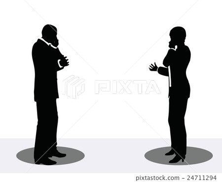 business man and woman silhouette on phone business man and woman silhouette on phone 24711294