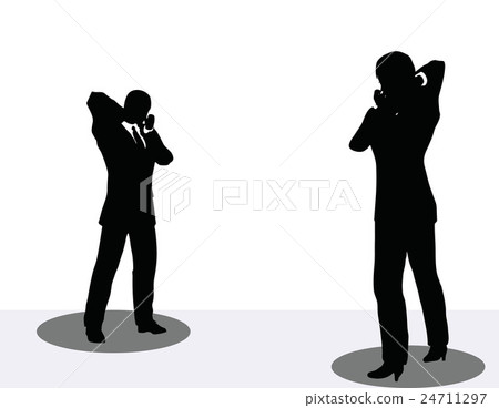 business man and woman silhouette on phone business man and woman silhouette on phone 24711297