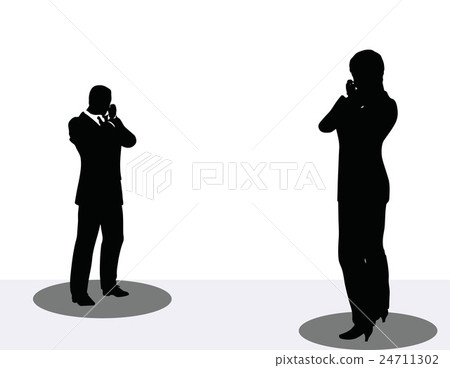 business man and woman silhouette on phone business man and woman silhouette on phone 24711302