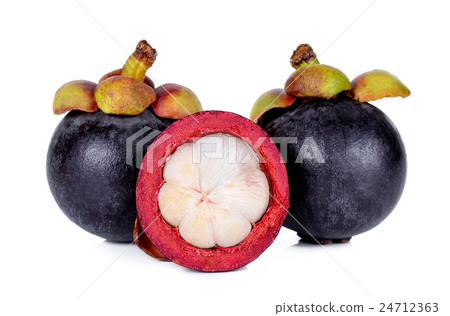 Mangosteen isolated on the white background Mangosteen isolated on the white background 24712363