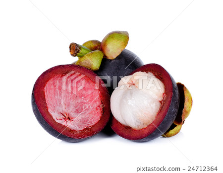 Mangosteen isolated on the white background Mangosteen isolated on the white background 24712364