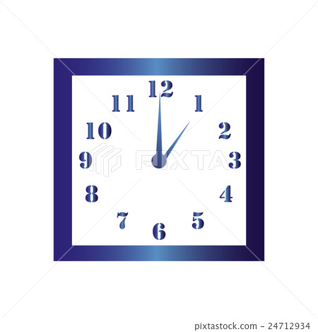 Isolated Wall Square Clock One O Clock Stock Illustration