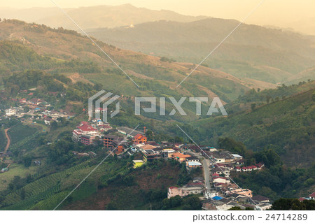 Bird eye view of village of mountain. 24714289