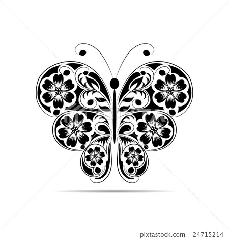 Beautiful butterfly with floral pattern. 24715214