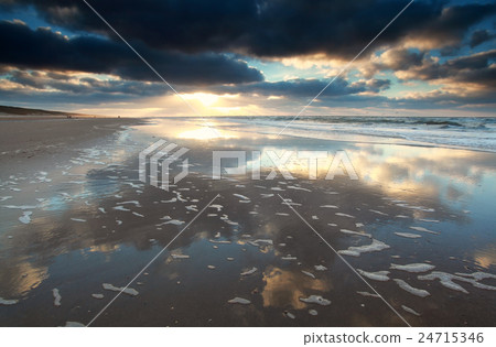 sunset on North sea beach sunset on North sea beach 24715346