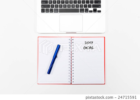 Flat lay business concept. Word 2017 Goal Flat lay business concept. Word 2017 Goal 24715591