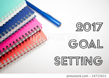 Flat lay business concept. Word 2017 Goal Setting Flat lay business concept. Word 2017 Goal Setting 24715631