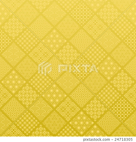 Japanese gold background with lots of traditional Japanese style patterns 24718305