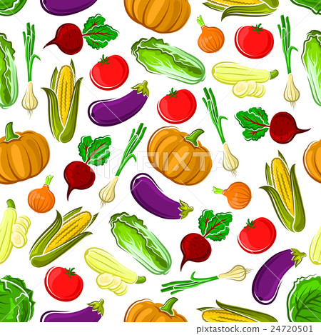 Ripe healthy organic vegetables seamless pattern Ripe healthy organic vegetables seamless pattern 24720501