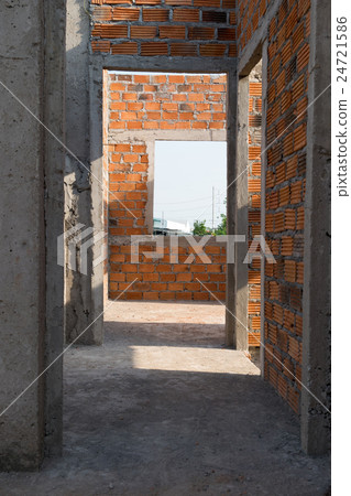 wall made brick and door structure in residential 24721586