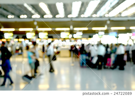 Blurred background check in point in airport Blurred background check in point in airport 24722089
