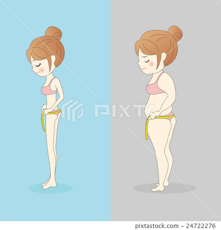 woman take waist slimming ruler 24722276