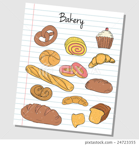 Bakery doodles - lined paper 24723355