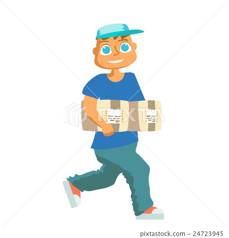 Delivery man in blue uniform. Vector 24723945
