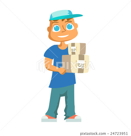 Delivery man in blue uniform. Vector 24723951