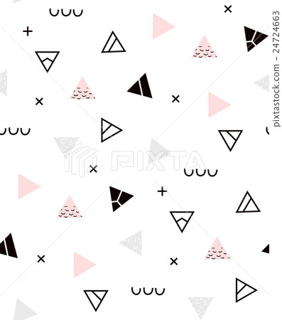 Seamless pattern with triangles in Memphis style - Stock Illustration ...