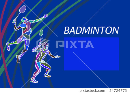 Mens doubles badminton players. Color vector 24724773