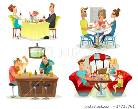 Restaurant Cafe Bar People 4 Icons 24725761