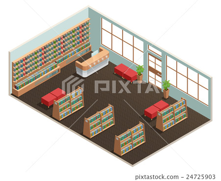Library Interior Isometric 24725903