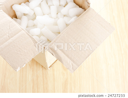 Open Crumpled box with white foam shockproof  24727233