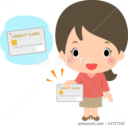有信用卡的一名微笑的婦女 有信用卡的一名微笑的婦女 24727595