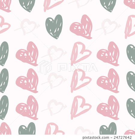Doodle seamless pattern with hearts Doodle seamless pattern with hearts 24727642