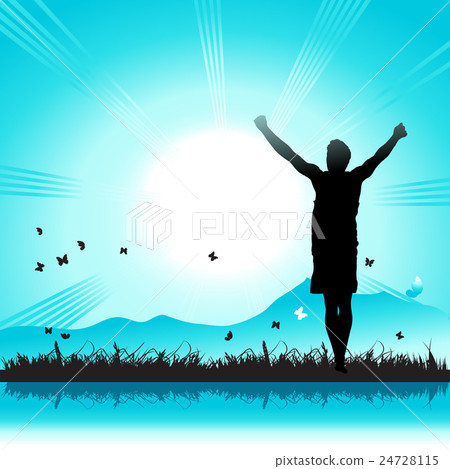 Happy people on nature, sunbeam, grass and Happy people on nature, sunbeam, grass and 24728115