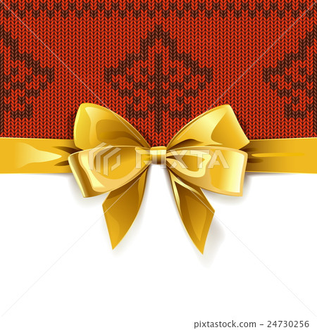 Vector Gift Bow with Autumn Knitted Pattern 1 24730256