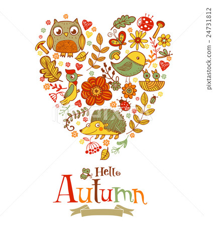 Hello Autumn banner in doodle style Hello Autumn banner in doodle style 24731812