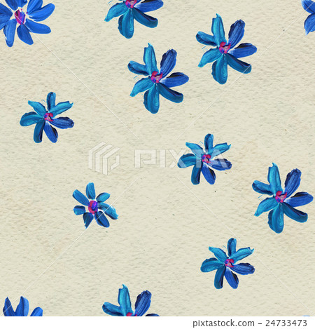 Seamless pattern with blue flowers - Stock Illustration [24733473] - PIXTA