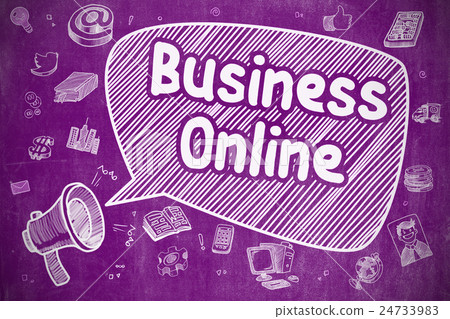 Business Online - Doodle Illustration on Purple Business Online - Doodle Illustration on Purple 24733983