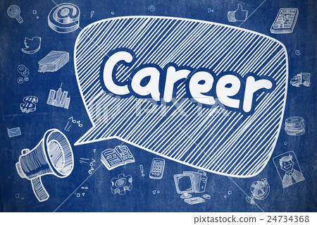 Career - Cartoon Illustration on Blue Chalkboard. 24734368