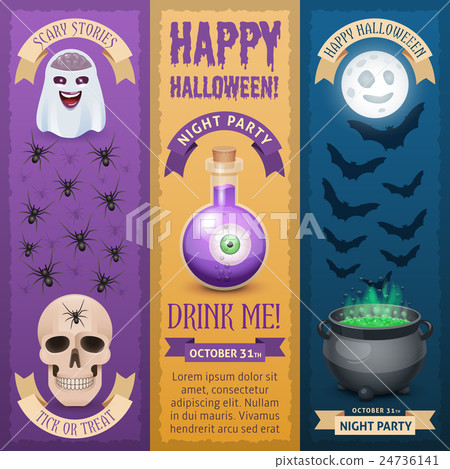Happy Halloween three stylish vertical banners 24736141