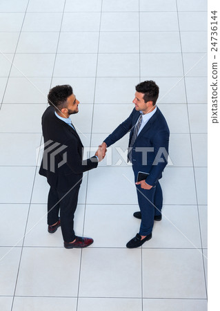 Businessmen Hand Shake Welcome Gesture Top Angle Businessmen Hand Shake Welcome Gesture Top Angle 24736144