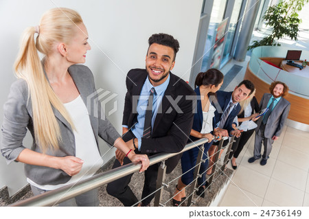 Business People Group Smile Going Upstairs Business People Group Smile Going Upstairs 24736149