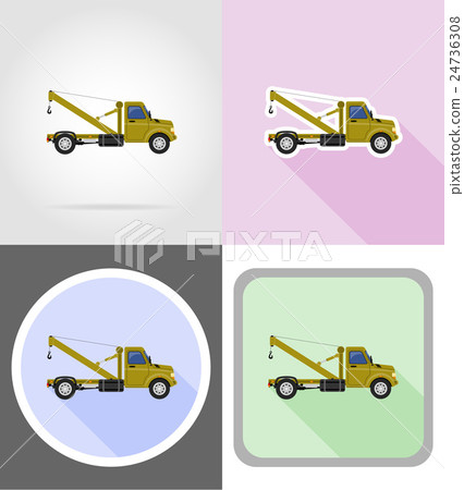 truck with crane for lifting goods flat icons truck with crane for lifting goods flat icons 24736308