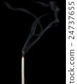 Ignition of a match, with smoke on dark background 24737655