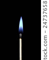 Burning match close-up on a black background.  24737658