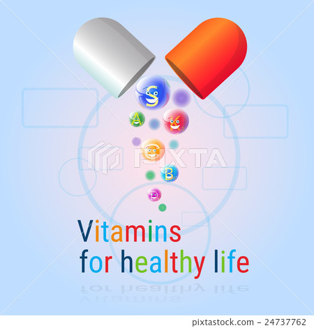 Capsule With Vitamins Nutrient Minerals Colorful Capsule With Vitamins Nutrient Minerals Colorful 24737762