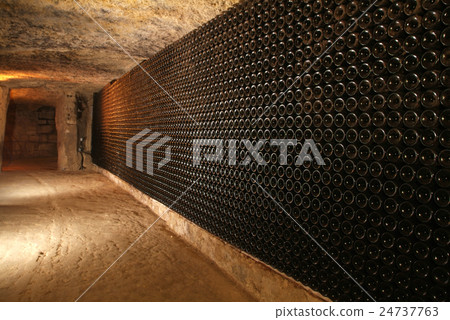 Wine barrels in cellar. Wine barrels in cellar. 24737763