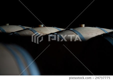 Underground wine cellar, Wooden barrels, bottles 24737775