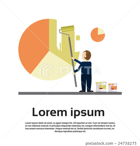 Business Man Draw Pie Diagram Financial Graph Business Man Draw Pie Diagram Financial Graph 24738275