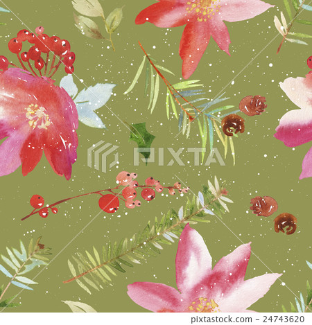 Watercolor seamless Christmas pattern - Stock Illustration [24743620 ...