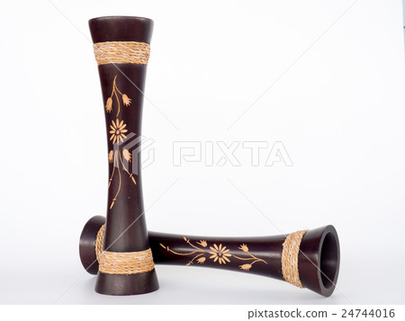 Wooden vases, Close up, on white background. Wooden vases, Close up, on white background. 24744016