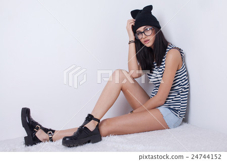 Sexy young woman on white background 24744152