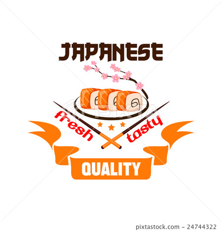 Japanese restaurant icon. Sushi, chposticks 24744322