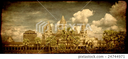 Grunge background with famous landmark Angkor Wat Grunge background with famous landmark Angkor Wat 24744971