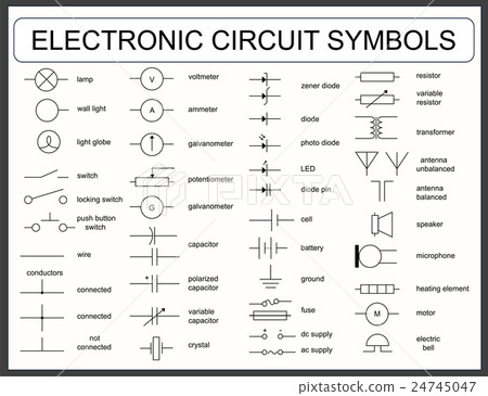 Set of electronic circuit symbols - Stock Illustration [24745047] - PIXTA