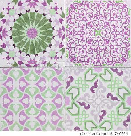 Beautiful old ceramic tile wall pattern in  park  24746554