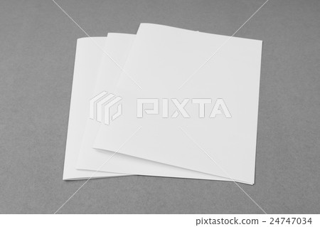 Bifold white template paper on gray background . 24747034